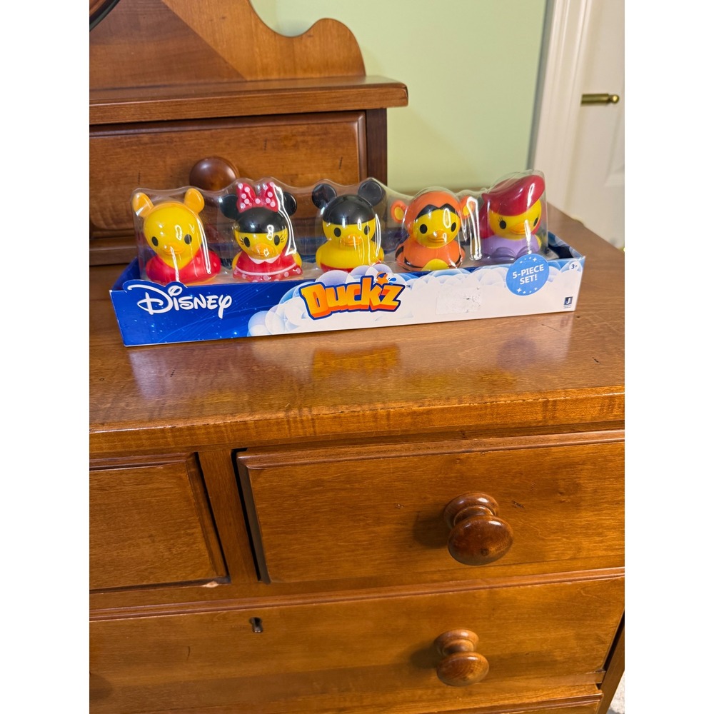 NEW Disney Duckz 5 Duck Set Mickey Minnie Pooh Tigger Ariel Bath Jeep rare bah